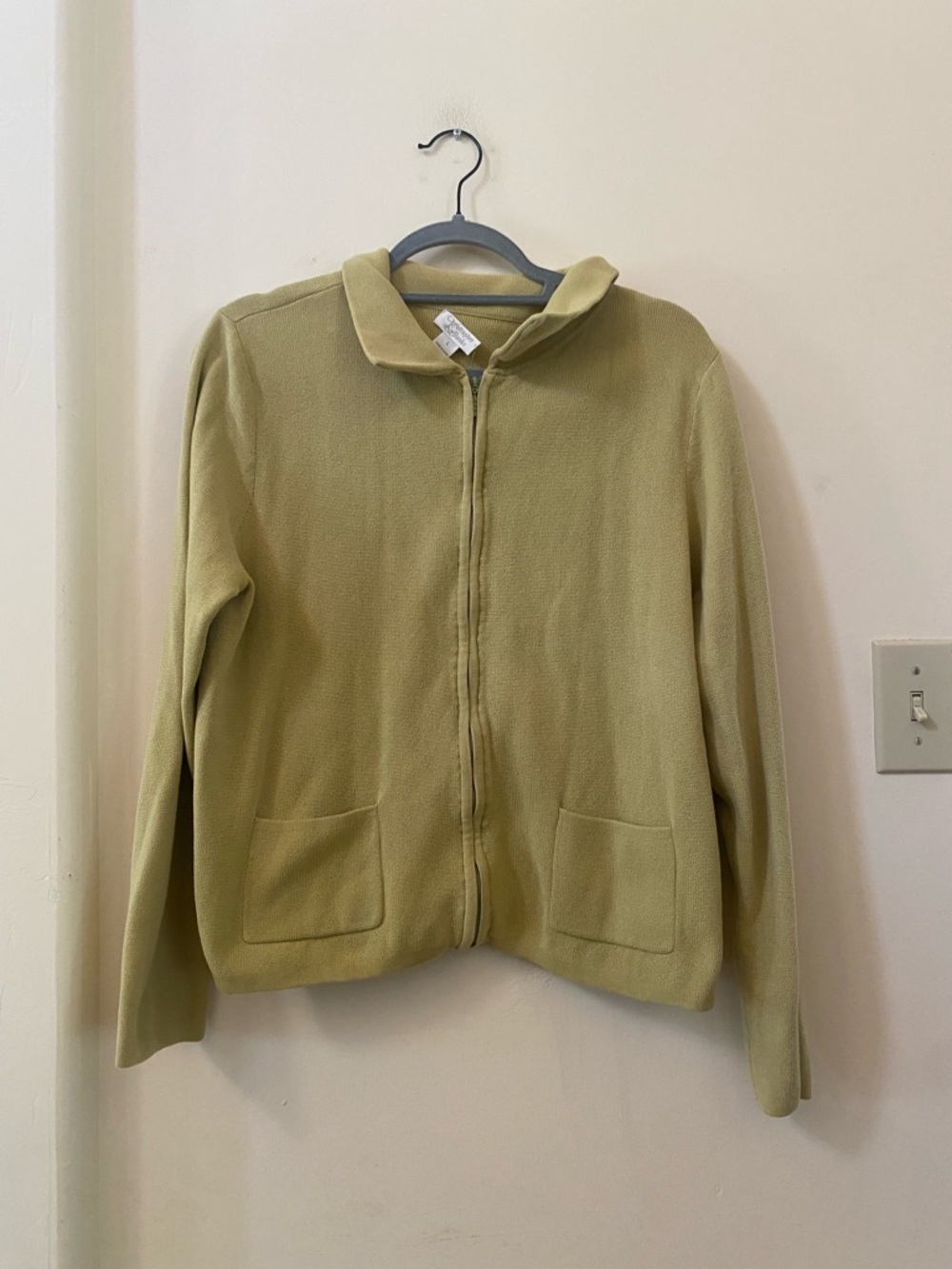 Christopher & Banks Green Cotton Full Zip Knit Sweater Jacket Large